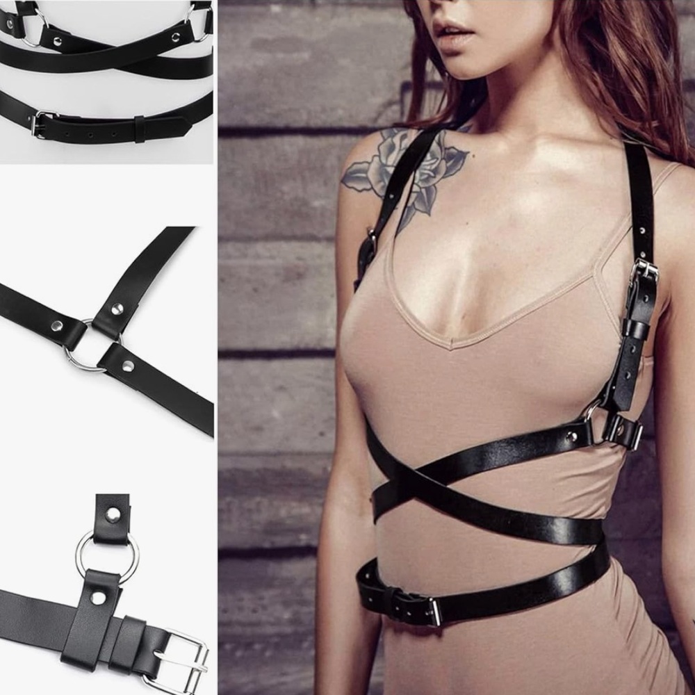 Midnight Desire: Leather Chest Lingerie Bralette